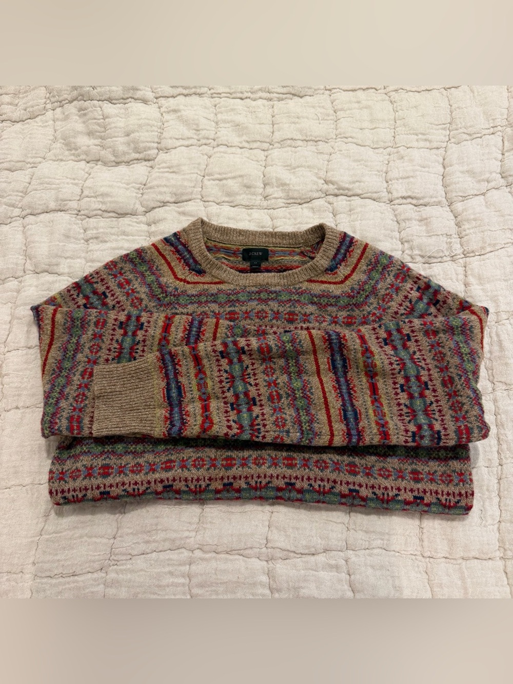 J.Crew Men’s/Unisex Pure Lambswool Scandinavian Pattern Crewneck Sweater